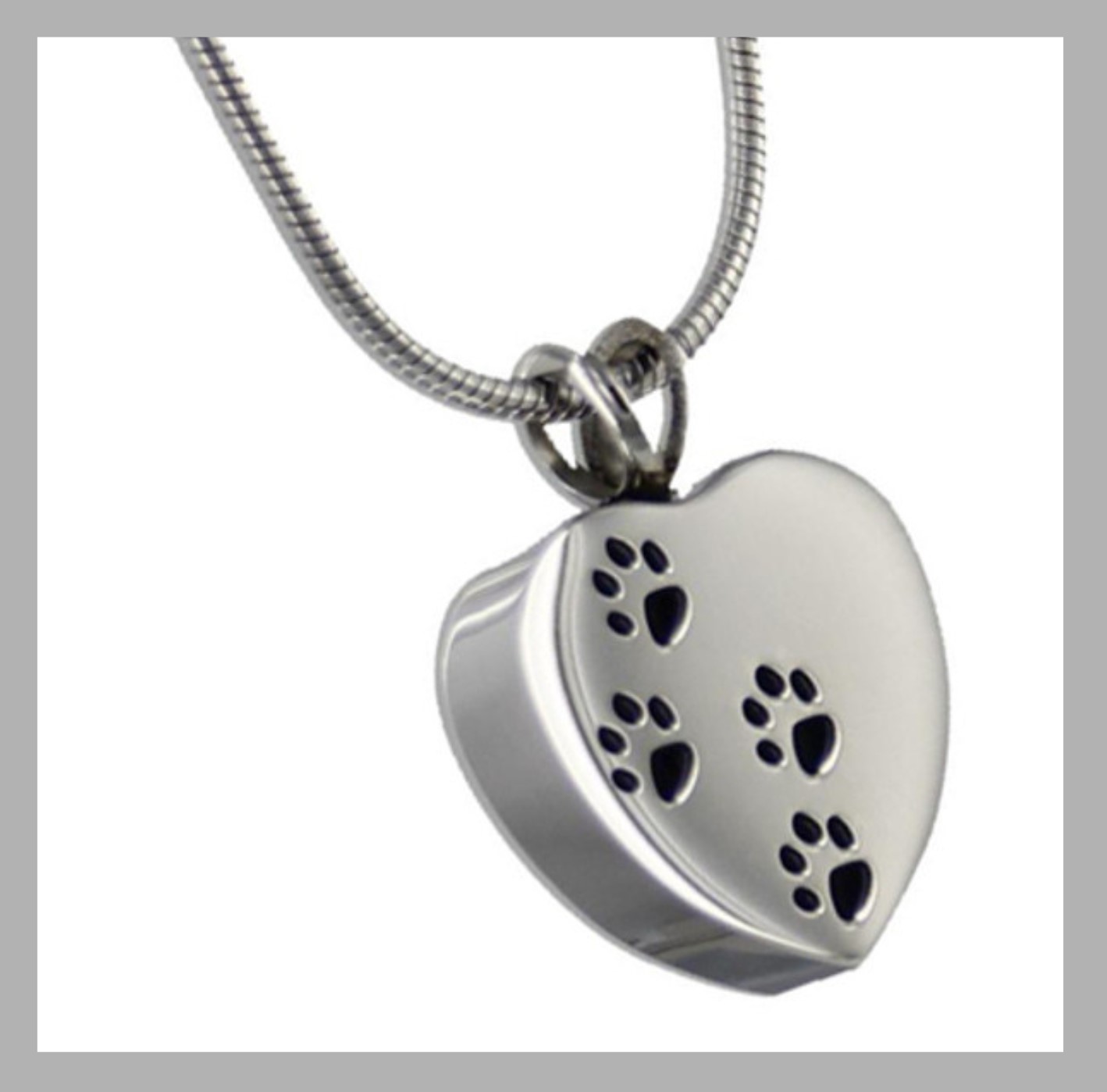 Paw Print Heart Cremation Jewelry