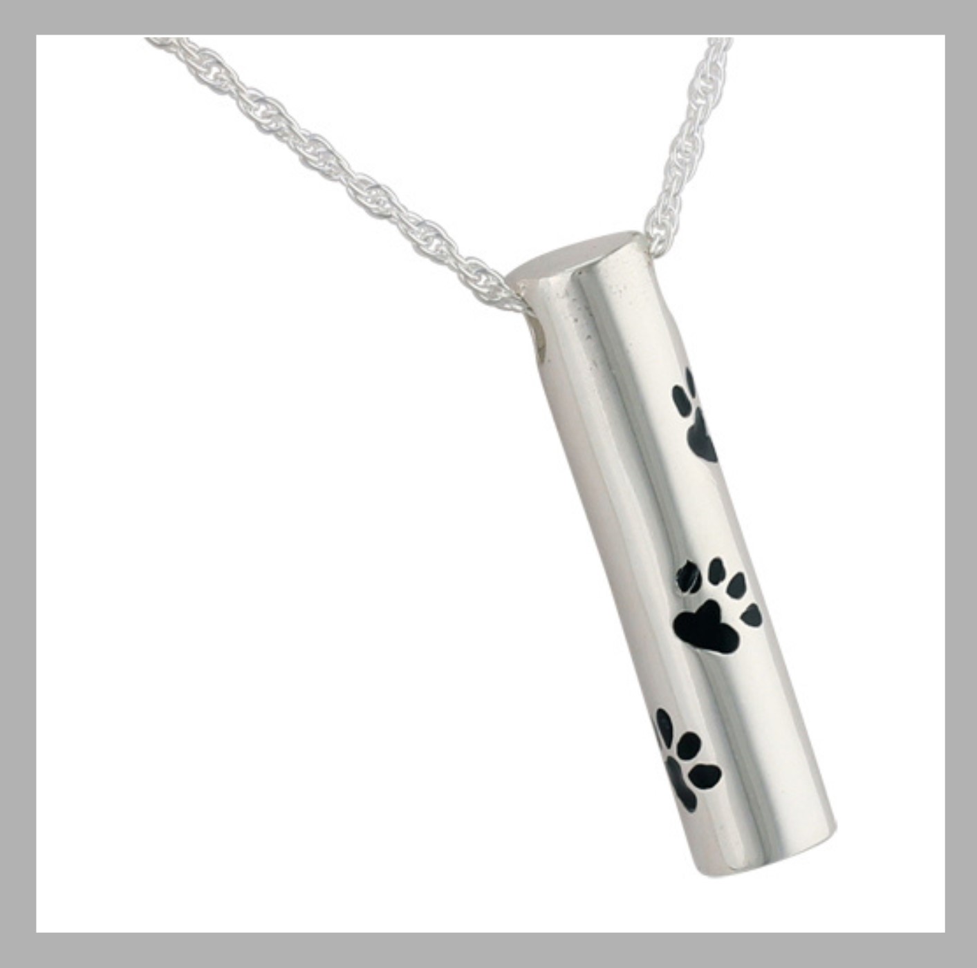 Paw Print Cylinder Necklace for Ashes