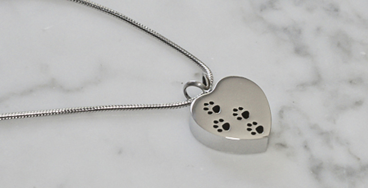 Paw Print Heart Cremation Jewelry